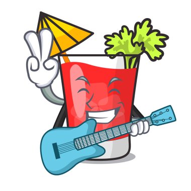 Gitar bloody mary maskot karikatür ile