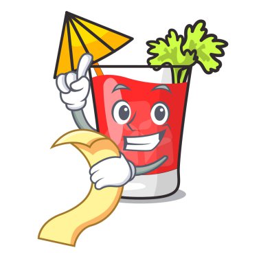 Menü bloody mary maskot karikatür ile
