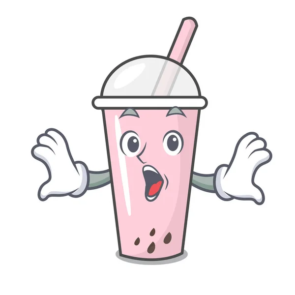 Sorprendida Sorprendida burbuja de frambuesa personaje de té de dibujos animados — Vector de stock