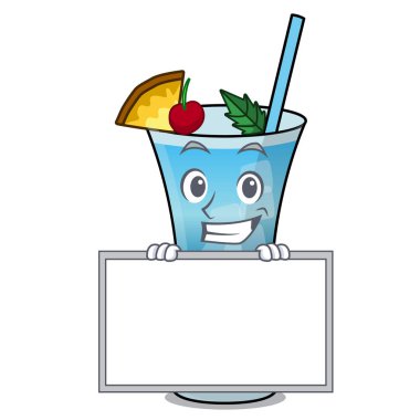 Pano mavi hawaii karakter karikatür ile sırıtarak