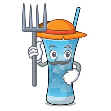 Çiftçi mavi hawaii karakter karikatür