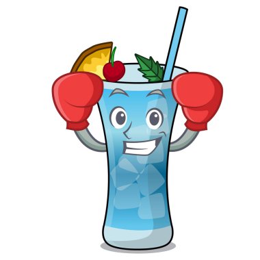 Mavi hawaii karakter karikatür boks