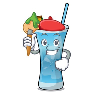 Sanatçı mavi hawaii karakter karikatür