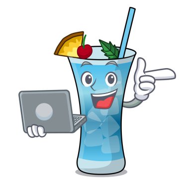 Dizüstü mavi hawaii karakter karikatür ile