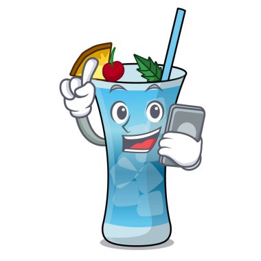 Telefon mavi hawaii karakter karikatür ile