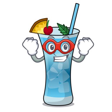 Süper kahraman mavi hawaii karakter karikatür