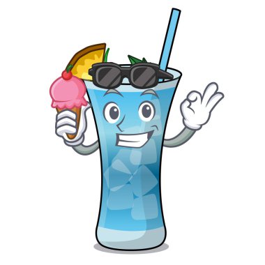 Dondurma mavi hawaii karakter karikatür ile