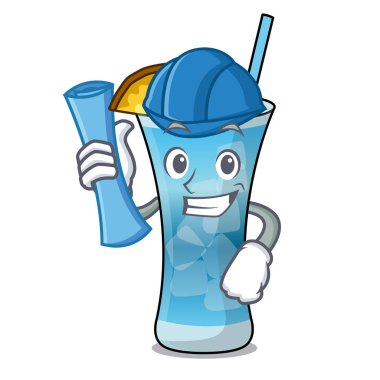 Mavi hawaii karakter karikatür mimar