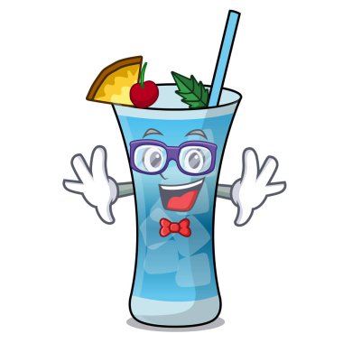 Geek mavi hawaii karakter karikatür