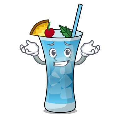 Mavi hawaii karakter karikatür sırıtarak