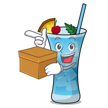 Box mavi hawaii karakter karikatür ile