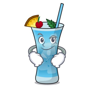 Smirking mavi hawaii karakter karikatür vektör çizim