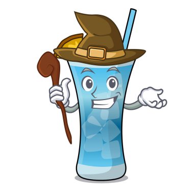 Cadı mavi hawaii maskot çizgi film