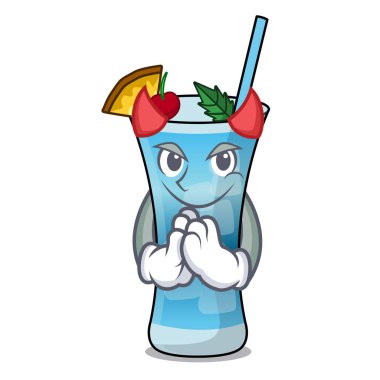 Şeytan mavi hawaii maskot çizgi film