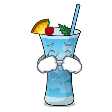 Mavi hawaii maskot karikatür ağlıyor