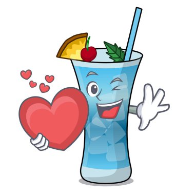 Kalp mavi hawaii maskot karikatür ile