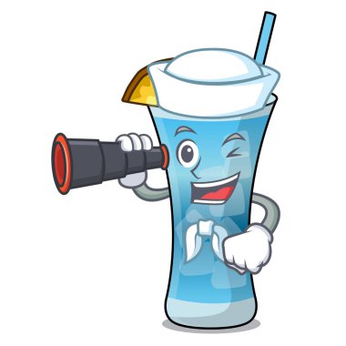 Denizci ile dürbün mavi hawaii maskot çizgi film