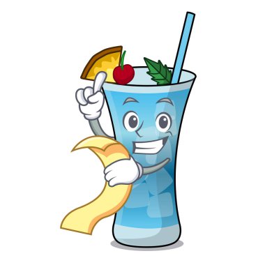 Menü mavi hawaii maskot karikatür ile