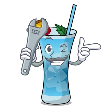 Makinist mavi hawaii maskot çizgi film