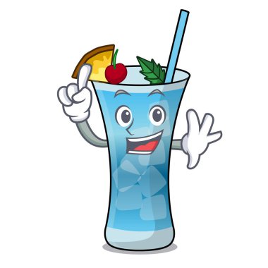 Parmak mavi hawaii maskot çizgi film