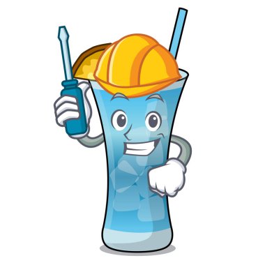 Otomotiv mavi hawaii maskot çizgi film