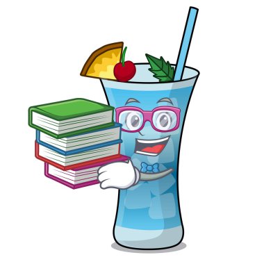 Öğrenci kitap mavi hawaii maskot karikatür ile