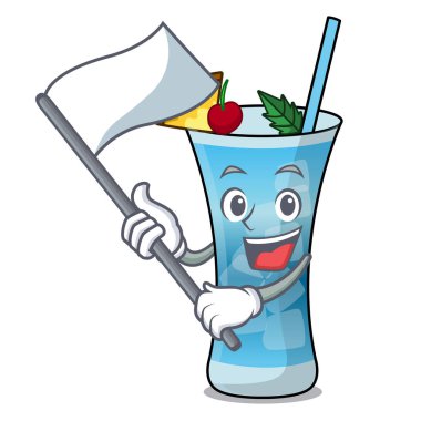 Bayrak mavi hawaii maskot karikatür ile