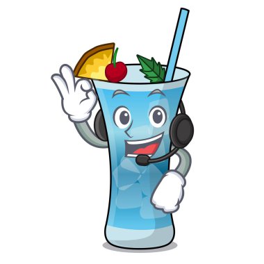 Kulaklık Mavi hawaii maskot karikatür ile