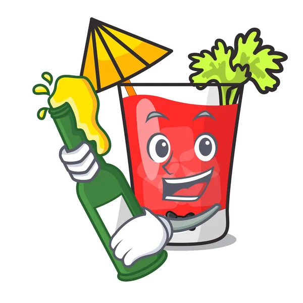 Bira kanlı mary maskot karikatür ile