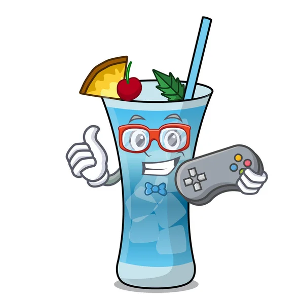 Gamer blue Hawaii Maskottchen cartoon — Stockvektor