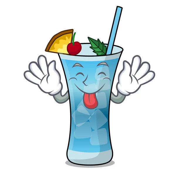 Lengua Hacia Fuera Azul Hawaii Mascota Dibujo Animado Vector Ilustración — Archivo Imágenes Vectoriales