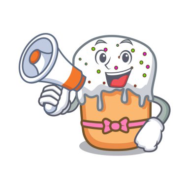 Megafon Paskalya kek karakter karikatür ile