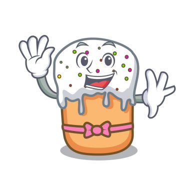 Paskalya kek karakter karikatür sallayarak