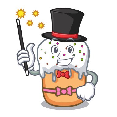 Sihirbaz Paskalya kek maskot karikatür vektör çizim