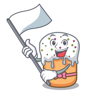 Bayrağı ile Paskalya kek maskot çizgi film