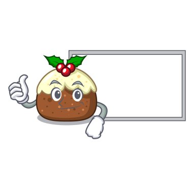 Başparmak yukarıya kurulu meyve pasta karakter karikatür ile