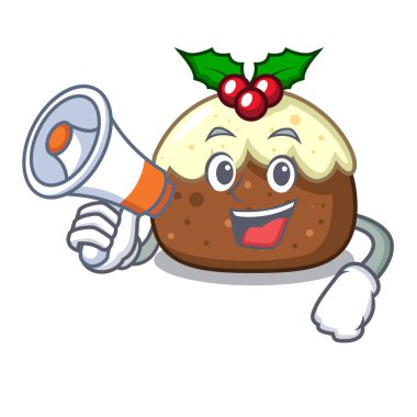 Megafon meyve pasta karakter karikatür ile