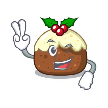 Karakter karikatür iki parmak meyve pasta