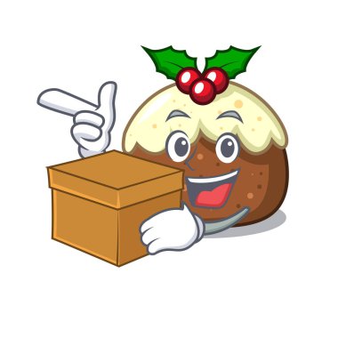 Kutu meyve pasta karakter karikatür vektör çizim ile