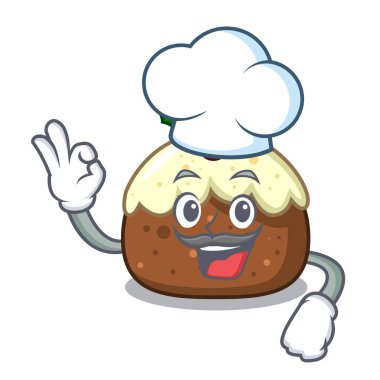 Şef meyve pasta karakter karikatür