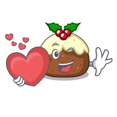 Kalp meyve pasta maskot karikatür ile
