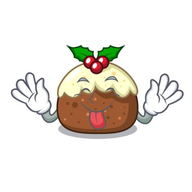 Meyve pasta maskot karikatür dil