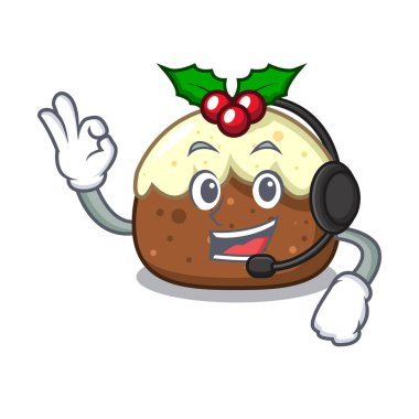 Kulaklık meyve pasta maskot karikatür ile