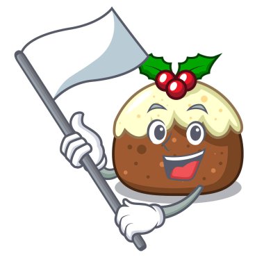 Bayrak meyve pasta maskot karikatür ile