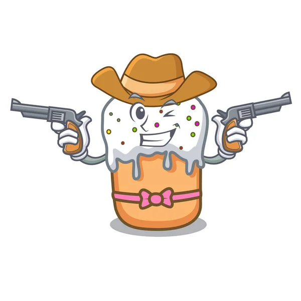 Cowboy easter cake character cartoon — Stock Vector