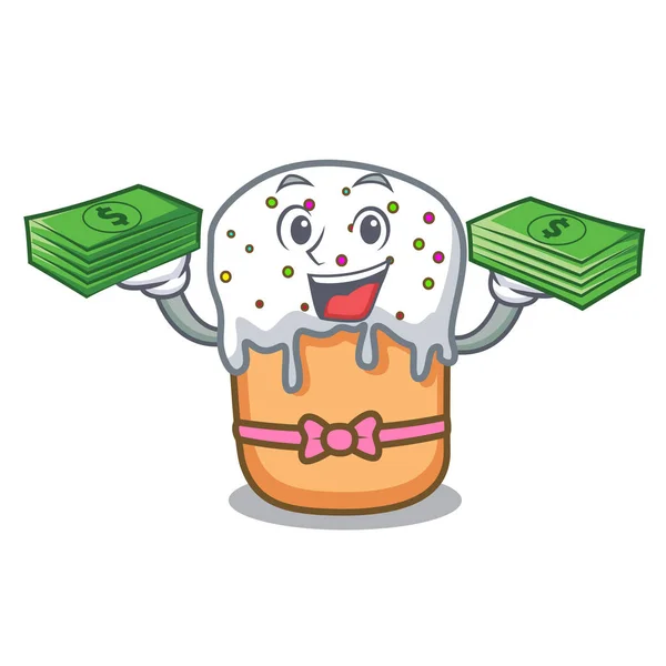 Z pieniędzy torba wielkanocne ciasto kreskówka maskotka — Wektor stockowy