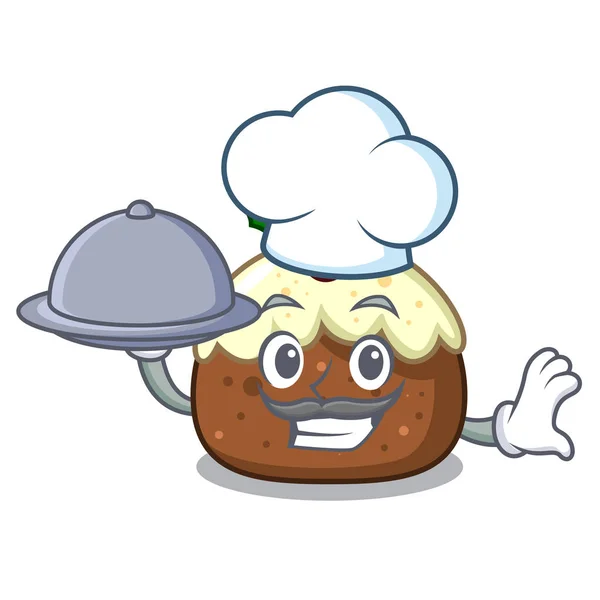 Chef with food fruit cake mascot cartoon