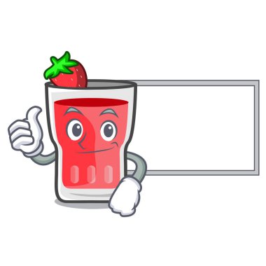 Başparmak yukarıya kurulu çilek mojito karakter karikatür ile