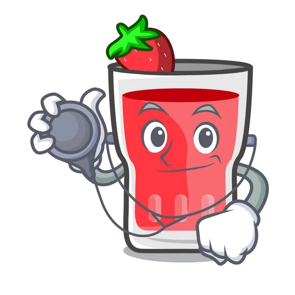 Doctor strawberry mojito character cartoon — Stock Vector