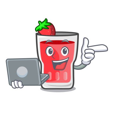 Dizüstü çilek mojito karakter karikatür ile